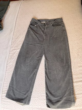 Pantalón de pana ancho gris
