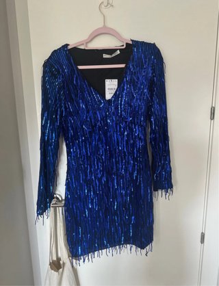 Vestido fiesta lentejuelas azul