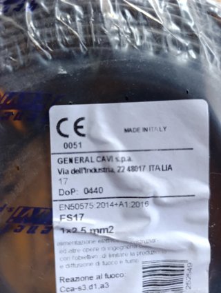 Cavo elettrico sez 2,5mm fs17