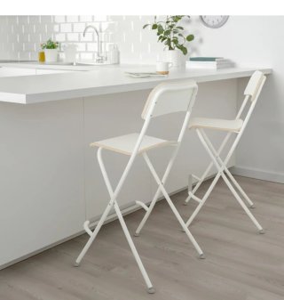Taburete alto plegable blanco