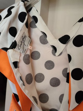 Vestido mujer lunares blanco y naranja