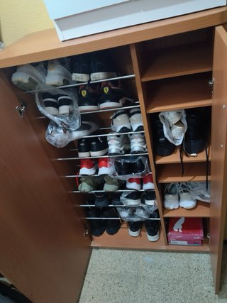 Zapatero grande madera y blanco