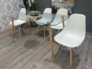 Mesa de Cristal Templado + 4 Sillas