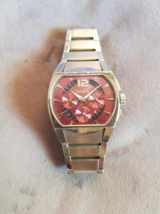Reloj Breil de acero color plata sfera morado