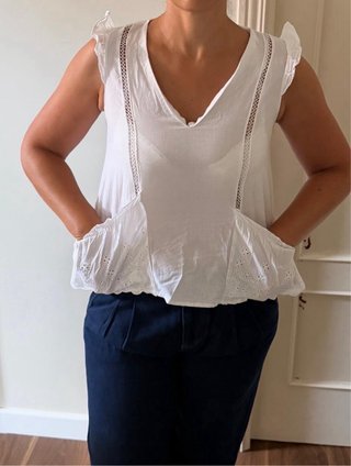 Camisa batista perforada S