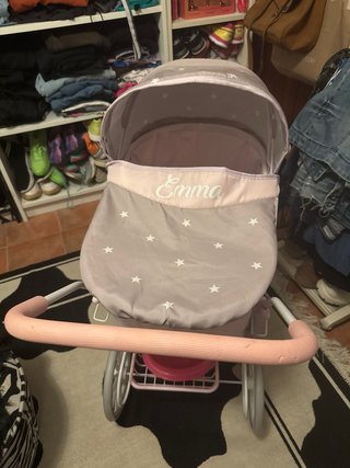 Carro de muñecas rosa con estrellas Y parque bañer