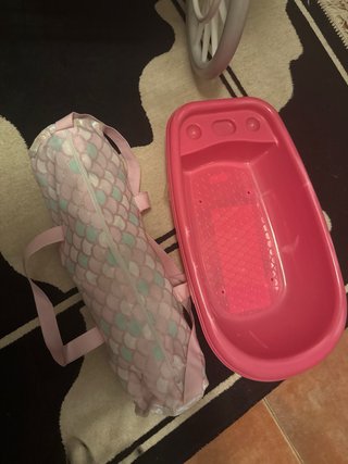 Carro de muñecas rosa con estrellas Y parque bañer