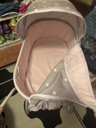 Carro de muñecas rosa con estrellas Y parque bañer
