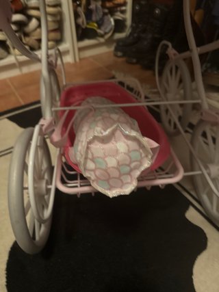 Carro de muñecas rosa con estrellas Y parque bañer