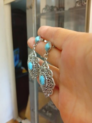 Pendientes  Turquesa Diseño Filigrana