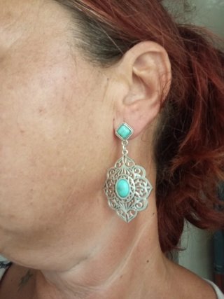 Pendientes  Turquesa Diseño Filigrana