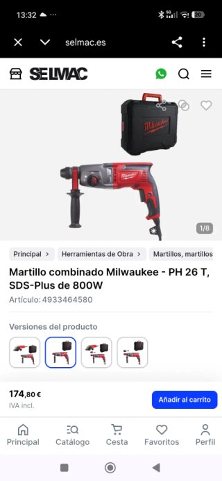 Taladro percutor Milwaukee con accesorios