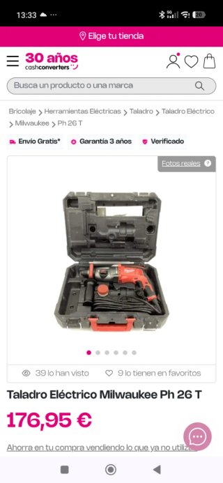Taladro percutor Milwaukee con accesorios
