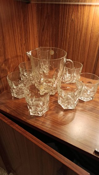 Juego Vintage Duralex Vasos y Jarra Cristal