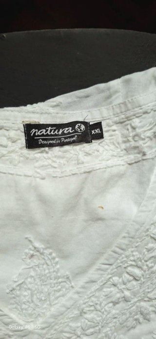 Camisa blanca bordada Natura Talla XXL