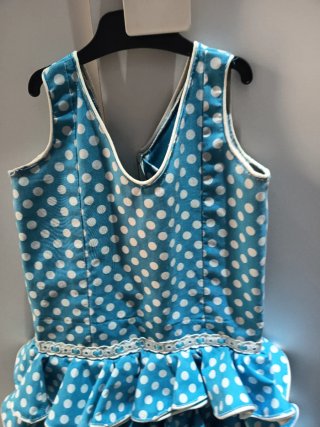 Traje Flamenca Niña Azul Lunares talla 5/6 años