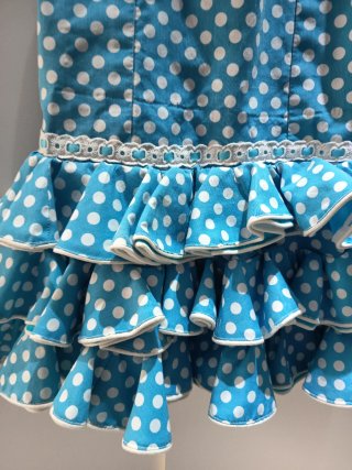 Traje Flamenca Niña Azul Lunares talla 5/6 años