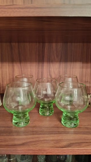 Lote 5 copas brandy vintage verde retro