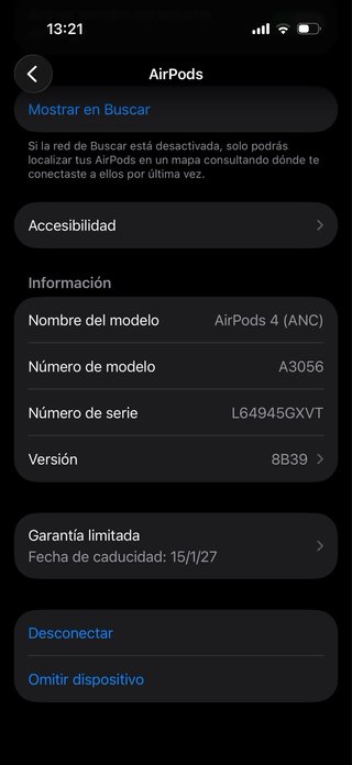 AirPods 4 ANC con garantía hasta 2027