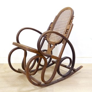 Mecedora Infantil Antigua Madera y Mimbre
