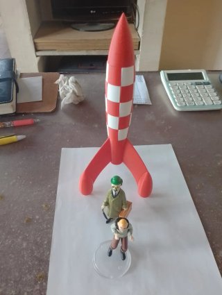 Figuras Tintín y cohete rojo