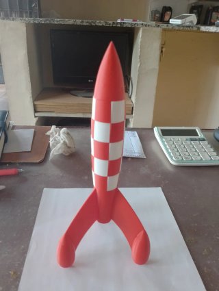 Figuras Tintín y cohete rojo