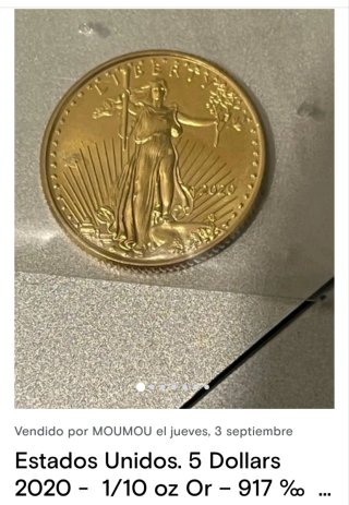 Moneta Oro 5 Dollari 1/10 Oncia 2020