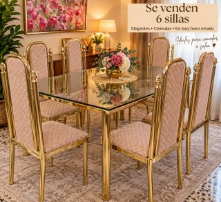 6 Sillas Doradas Elegantes Comedor