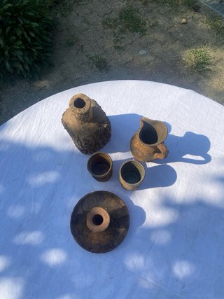 Servizio liquore/vino e portacandela artigianale