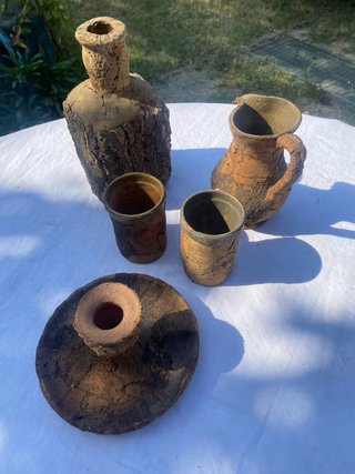 Servizio liquore/vino e portacandela artigianale