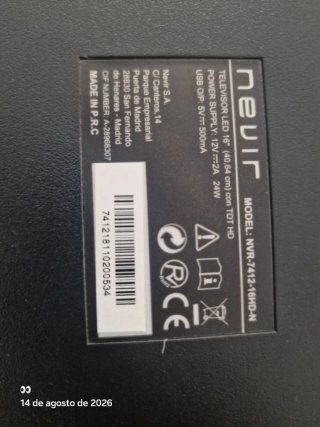 Despiece TV Nevir 16 12voltios y 220 voltios