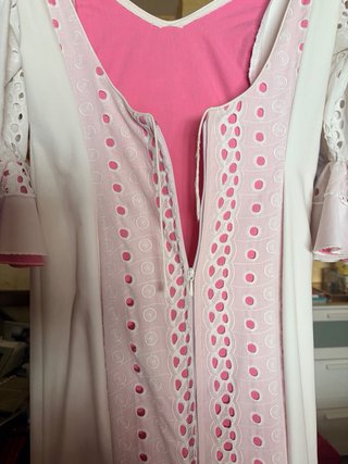 Vestido de flamenca / feria blanco y rosa (Talla38