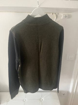 Jersey rayas verde y gris cuello alto XL