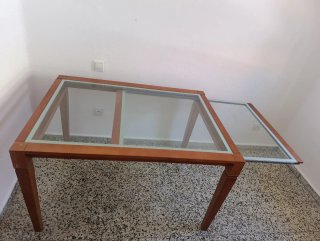 Mesa Comedor Madera y Cristal Extensible