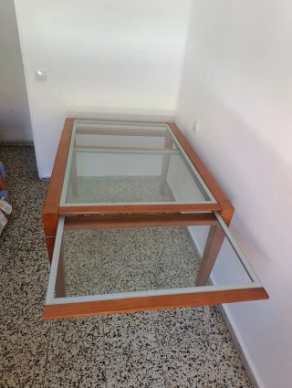 Mesa Comedor Madera y Cristal Extensible