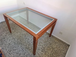 Mesa Comedor Madera y Cristal Extensible