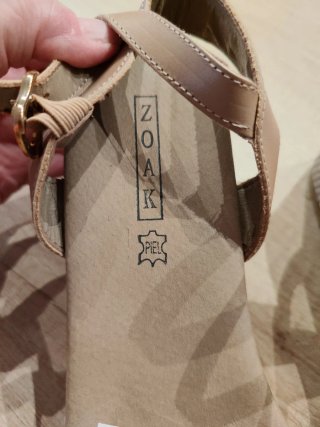 Sandalias Zoac Piel Beige y Marrón,