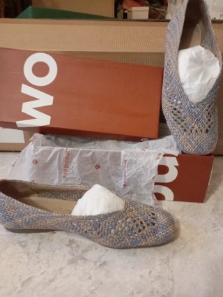 Bailarinas Wonders trenzadas beige y azul