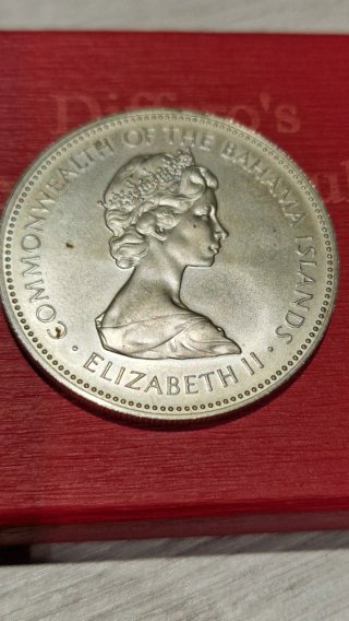 Moneta d'Argento 2 Dollari Bahamas 1971 Fenicotteri