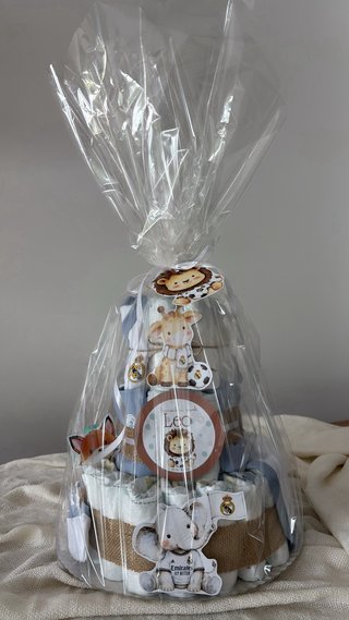 Tarta de pañales temática Real Madrid