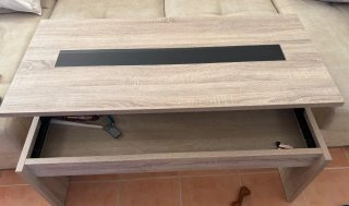 Mesa de centro elevable madera y cristal