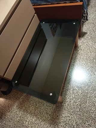 Mesa de centro cristal y madera