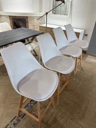 4 Taburetes Altos Blancos Madera