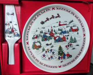 Piatto Torta Dolci Paletta Natale Vintage Giappone