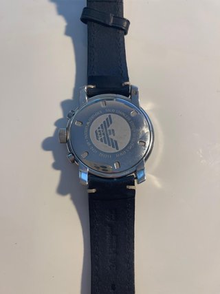 Reloj Emporio Armani Cuero Negro y Plata