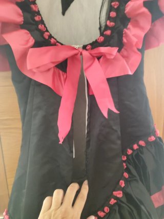 Vestido Flamenca Negro y Rosa Talla Única
