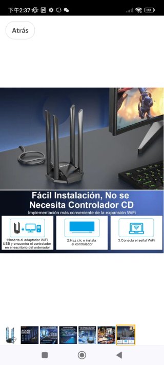 Adaptador WiFi USB NEWFAST AC1300