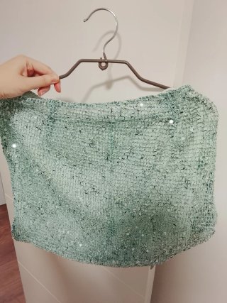 Falda fiesta lentejuelas verde/plata