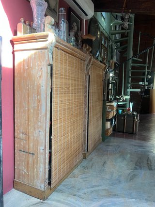 2 Muebles Madera Maciza Natural con talla