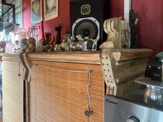 2 Muebles Madera Maciza Natural con talla